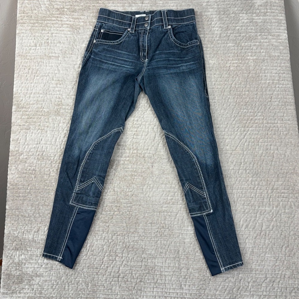 Romph Equestrian Apparel Denim Riding Breeches Jeans Dark Wash 26R Embroidery